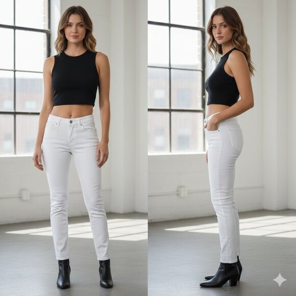 Ella Moss Denim - NEW Ella Moss High Rise Slim Straight Ankle Jeans White Size 14/32